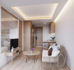 LAY6264: 1 Bedroom Apartment in a New Hotel Project 400 m. from Layan Beach