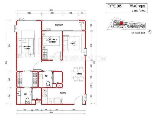 75 ตรม., 2 ห้องนอน คอนโด ราคา ฿ 11,324,239