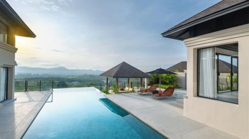 Mountain view in tropical paradise villa in Layan