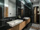 Modern bathroom with dual sink and marble finishes