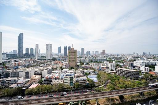City view from private balcony, Easily access to Taksin Bridge and BTS Krungton Station.