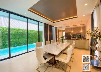 New house for sale, ready to move in!! Private swimming pool and furnished, located in Rama 9 – Pattanakarn Area