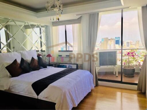 Duplex Penthouse with a large balcony and city is available for rent on Promphong Area.