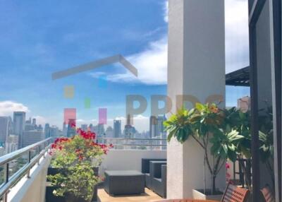 Duplex Penthouse with a large balcony and city is available for rent on Promphong Area.