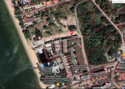 Land for sale by the sea, good location, Na Jomtien, Pattaya.  Land 2 rai 2 ngan 68 sq wa.
