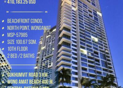 Urgent sale, North Point Condo, Wongamat,2 bedrooms,