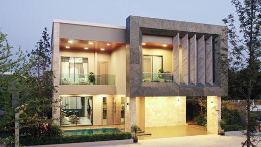 House style Luxury Modern Pool Villa 2 floors Madcha Nirvana Pattaya special price 12.99 million baht.