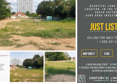 Land for sale Beautiful land, good location, in the heart of South Pattaya.