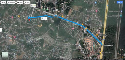 Land for sale Soi Siam Country Pattaya Area 5 rai 303 sq m, next to the road, 144 meters wide.