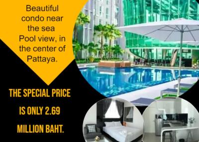 Beautiful condo near the sea Pool view,  in the center of Pattaya.