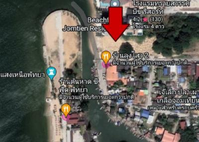 Land for sale, beautiful location, near the sea, Na Jomtien, Pattaya (sea view) Size 394 square wa, about 124 meters from the sea