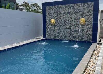 Newly built pool villa house for sale, one floor, Bang Saray, Pattaya, 3 bedrooms, 4 bathrooms, sale 7,900,000 baht.