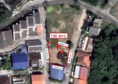 Land for sale 136 square meters , Naklua, Pattaya. Selling price 130,000 baht per square wah.