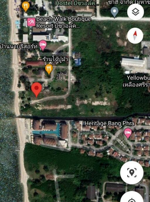 Land for sale on the beach, private beach, Bangsaen