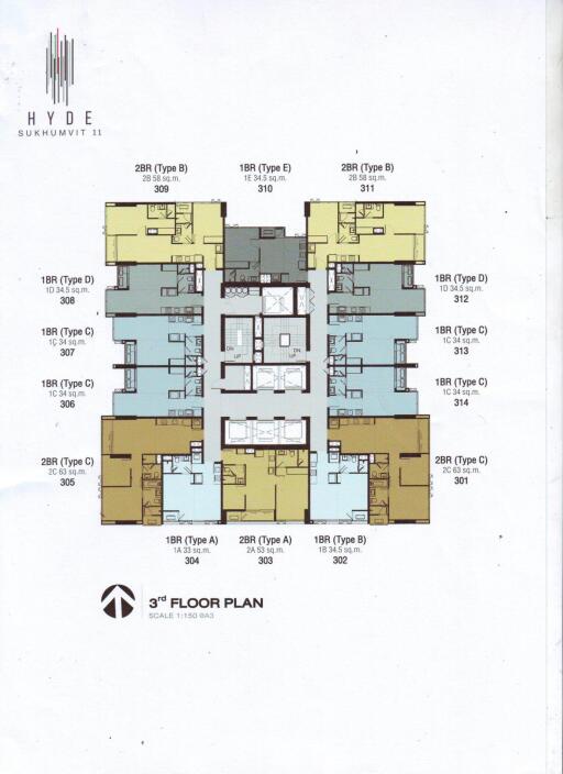 2 Bedrooms 2 Bathrooms Size 58.54sqm. Hyde Sukhumvit 11 for Rent 45,000 THB