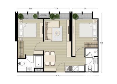 2-BR Condo at Noble Be 33 near BTS Phrom Phong (ID 437736)