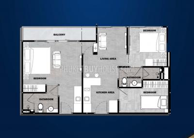 PHU7383: Three Bedroom Apartment in Phuket City