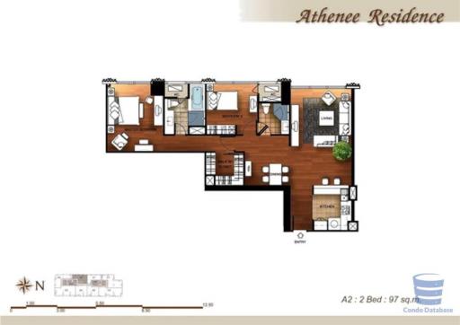 [Property ID: 100-113-21516] 2 Bedrooms 2 Bathrooms Size 97Sqm At Athenee Residence for Rent 78000 THB