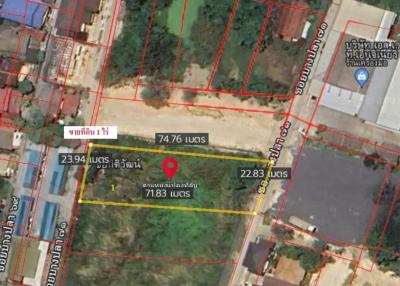 Land for sale, 1 rai, Soi Bang Pla 71, Thepharak Road, Bang Pla, Bang Phli, Samut Prakan.