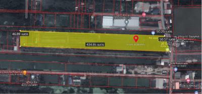 Land for sale 12 rai 2 ngan, Bueng Kwang Road, Saen Saep, Min Buri, Bangkok.