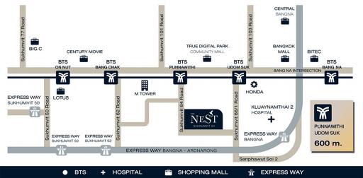 คอนโด The Nest 64 ชั้น 8 ห้องหัวมุม สภาพใหม่