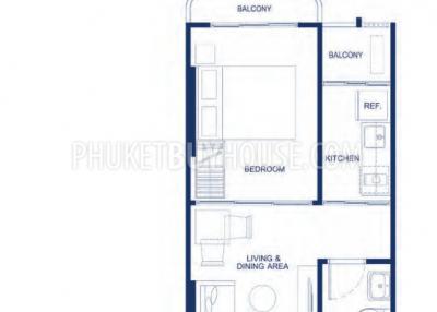 KTH7456: One Bedroom Apartment Close to Phuket Town