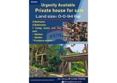 Urgently Available - Private house for sale in Lamai