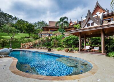 Unique Thai Style sea view villa for sale in Layan