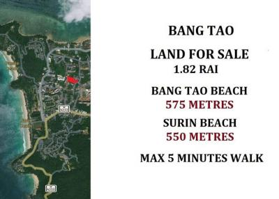 Prime Bang Tao Phuket Land for Sale - Suitable for Hotel, Condo, Villas - THB 30m/Rai