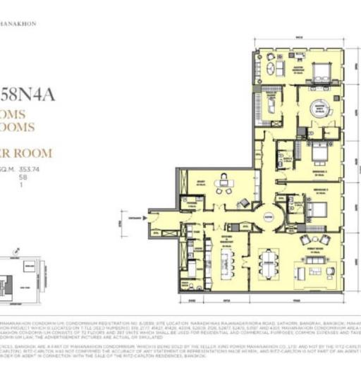 3 Bedrooms 3 Bathrooms Size 353.74sqm. The Ritz Carlton Sky Residences for Sale 211,856,000 THB