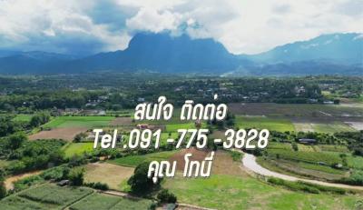 Land for sale next to the Ping River with a view of Doi Chiang Dao in Chiang Mai Province.