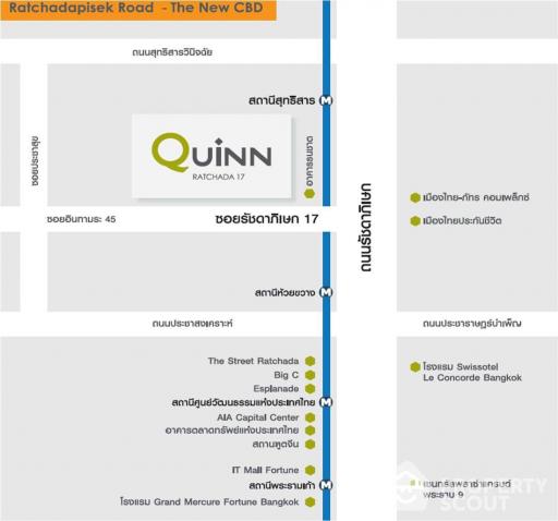 1-BR Condo at Quinn Condo Ratchada 17 near MRT Sutthisan