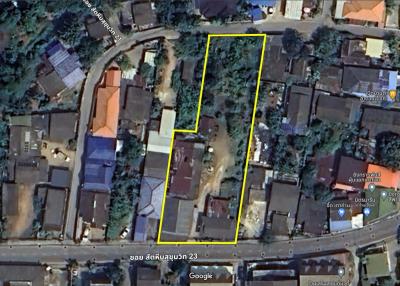 Aerial view of a property with identified boundaries