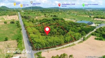 Garden land for sale, Bang Lamung, Pong Subdistrict, Chonburi, fronting on Santikham Road.