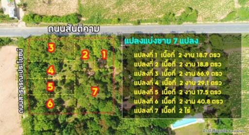 Garden land for sale, Bang Lamung, Pong Subdistrict, Chonburi, fronting on Santikham Road.