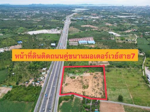 Offer a beautiful large plot of land next to the road Motorway 7 , Bang Lamung, Chonburi