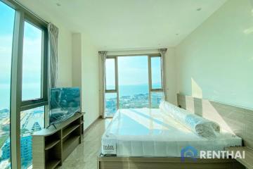 Luxurious condo for sale Foreign quota The Riviera Ocean Drive, 2 bedrooms, 74 sq m, sea view, high floor. The room is fully decorated and luxuriously furnished