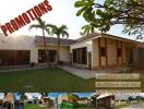 Promotional image of a suburban house with palm trees and a lawn