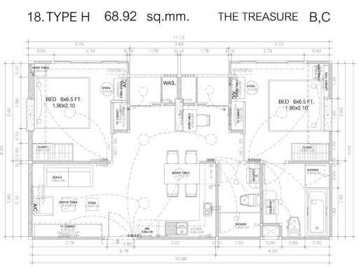 DD#0140 ขาย Treasure Condo คอนโดตึก B ชั้น 6 วิวสระบัว 2 ห้องนอน 2 ห้องน้ำ