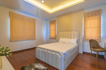 Elegant modern bedroom with ambient lighting