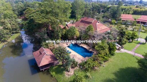 Beautiful Lanna-Style Resort with Restaurant, Spa, and Coffee Shop for Sale in Doi Saket, Chiang Mai, Thailand