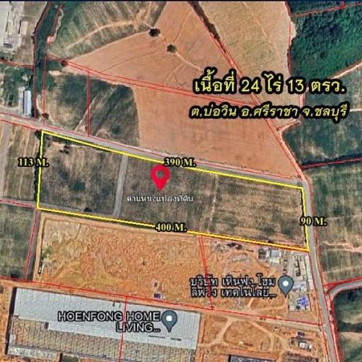 Land for sale in Sriracha, Bowin, great location, near Road 331, Chonburi.