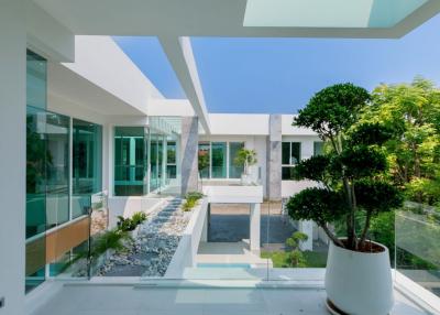 Luxurious modern home with 8 bedrooms, multiple living spaces, fitness and study areas, dual kitchens, saltwater pool, in peaceful Hang Dong village.