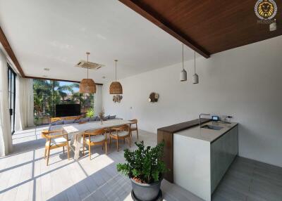 Spacious modern living and dining area with natural light