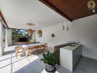 Spacious modern living and dining area with natural light