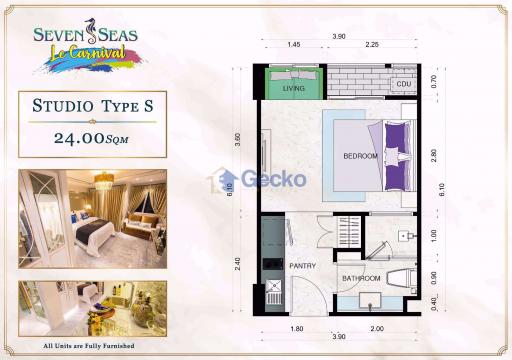 Studio Condo in Seven Seas Le Carnival Condo Resort Jomtien C008474