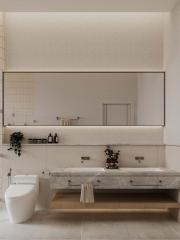 Modern bathroom with double vanity and elegant design