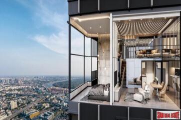 New High-Rise of Loft Duplex Smart Home Condos by BTS Phra Khanong at Rama 4 Road with City and Chao Phraya River Views - 1 Bed Plus Unit 43.3 Sqm - Last Unit Left!