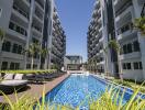 Luxury apartment complex with swimming pool