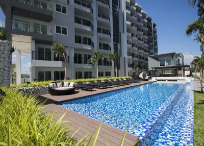 Luxurious apartment complex with outdoor pool